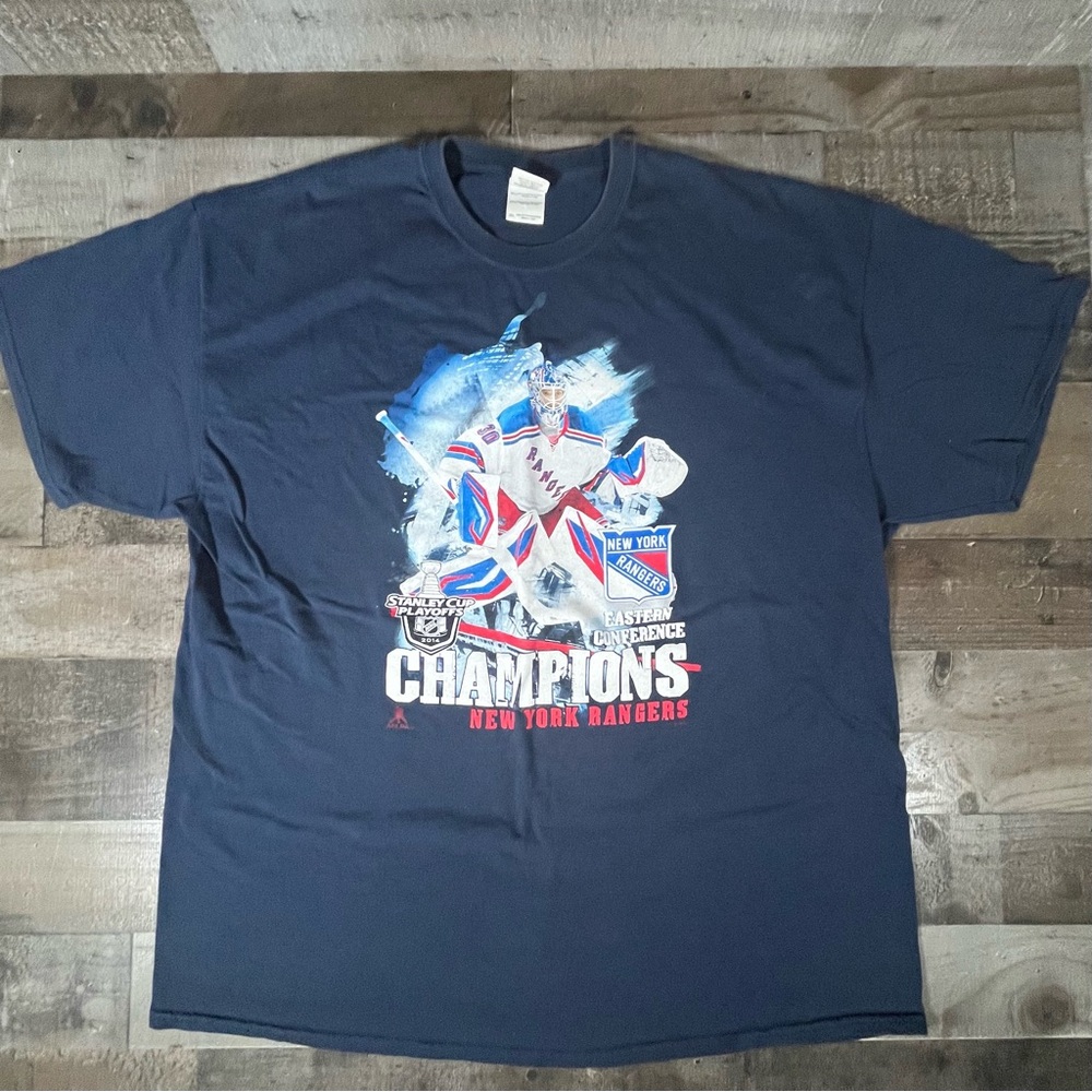 2014 Gildan Stanley Cup Finals New York Rangers Lundqvist T-Shirt Men's Size XXL